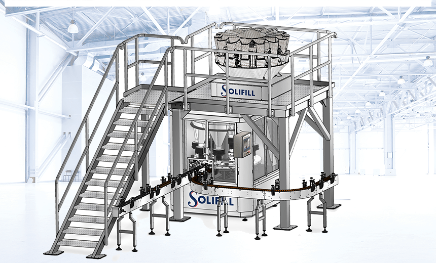 Solifill continuous rotary multi-head weigher based filling machine