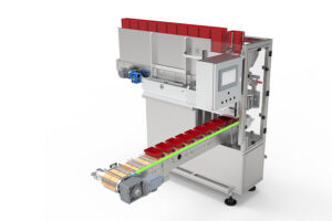 Tray-denester-close-up-of-conveyor-section