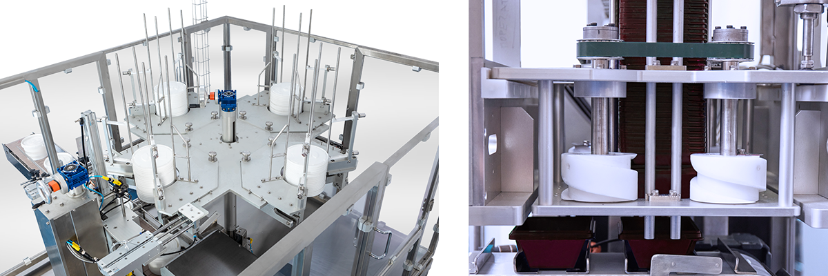 denesting buckets and trays automatic machine